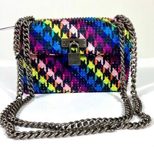 Kurt Geiger Colorful Mini Brixton Multi Crystal Crossbody Bag with Chain Strap